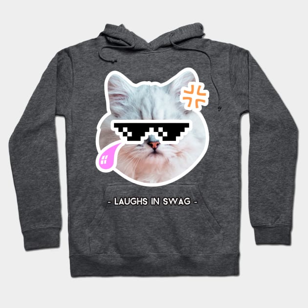 Cat laughs in swag Hoodie by Purrfect Shop